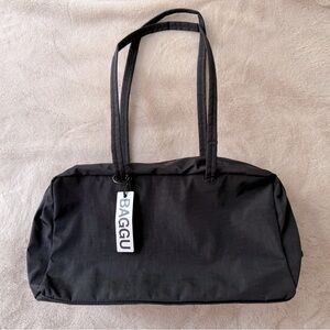 NWT BAGGU Medium Nylon Bowler Bag Black